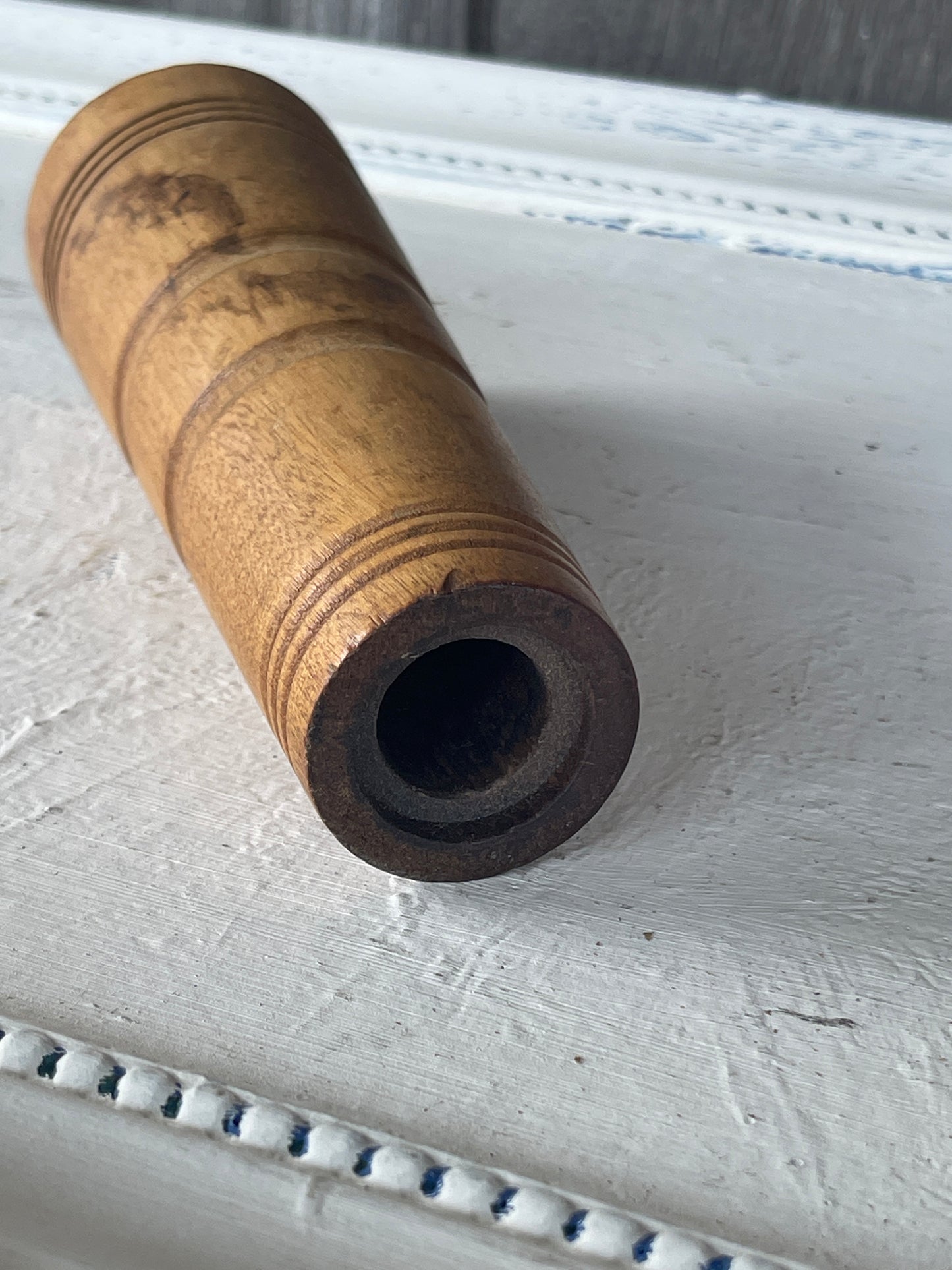 Vintage Wood Bobbin Spool | Candle Holder | Industrial Textile Decor