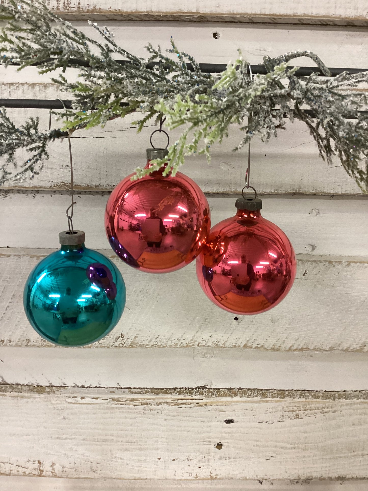 Shiny Bright Vintage Ornaments - Pink and Aqua