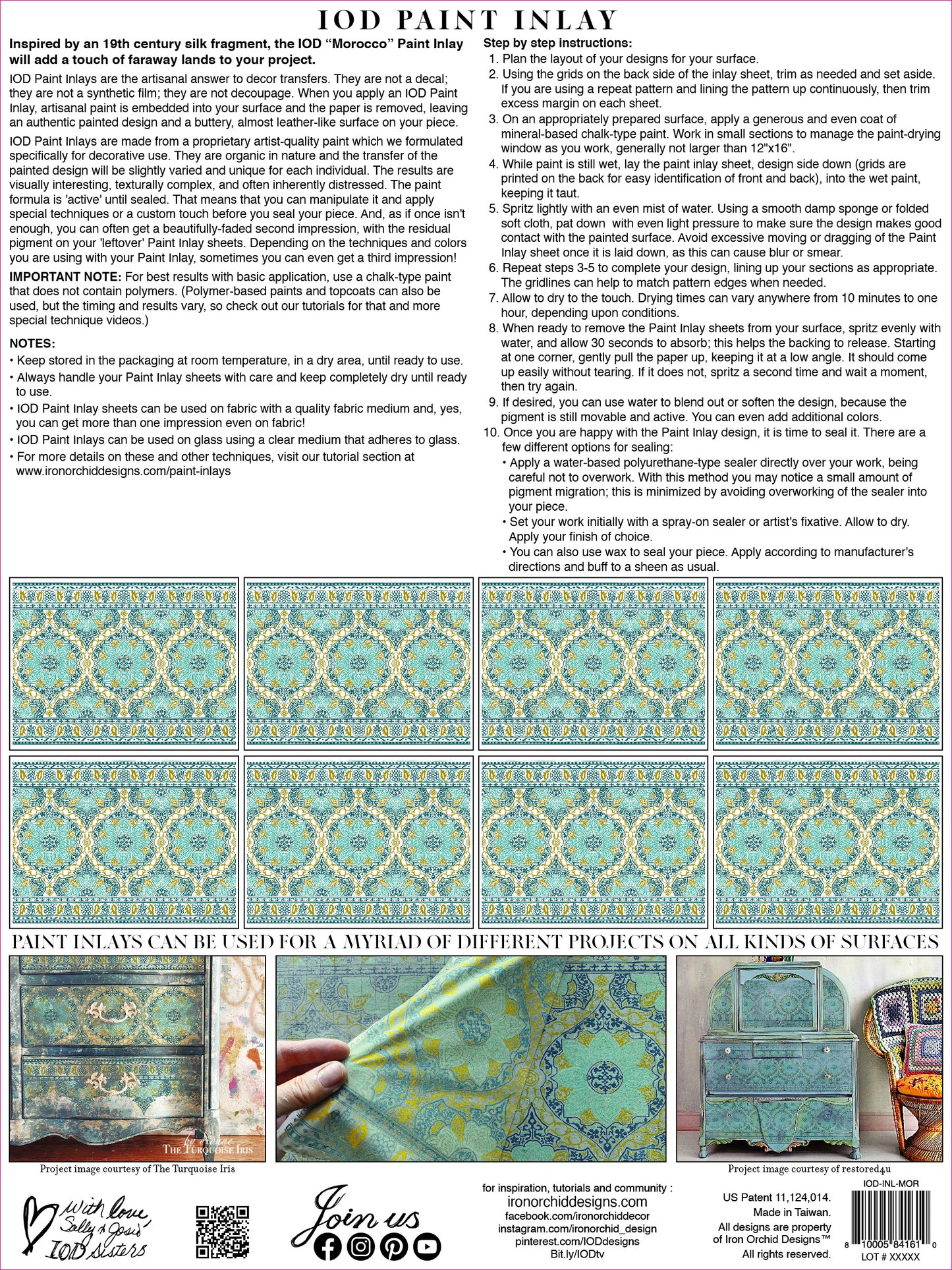 Morocco IOD Paint Inlay 8 Sheets - 12x16 Pad